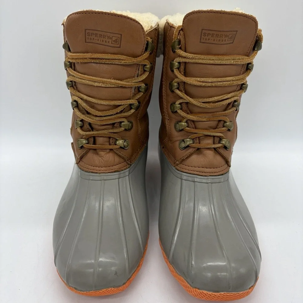 Vintage Sperry Topsider For J.Crew Womens 10 Duck Boots Brown Leather Wool Lined